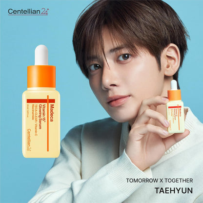 CENTELLIAN 24 Madeca Time Reverse Cream 1.69 fl oz + Vitamin 15+ Glowing Serum 1.01 fl oz – Korean Skin Care Set for Anti Aging, Uneven Tone, Blemish Corrector, Firming & Hydration