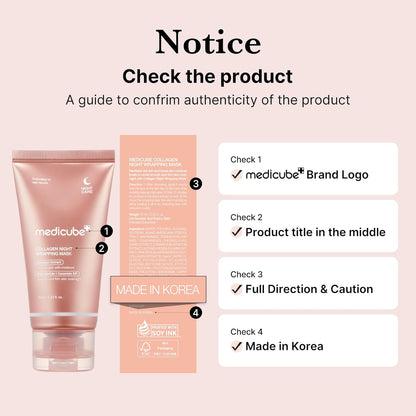 Medicube Collagen Overnight Wrapping Peel Off Facial Mask Pack - Elasticity & Hydration Care, Reduces Sagging & Dullness - Hydrolyzed Collagen For Glowing Skin - Korean Skin Care, 75ml
