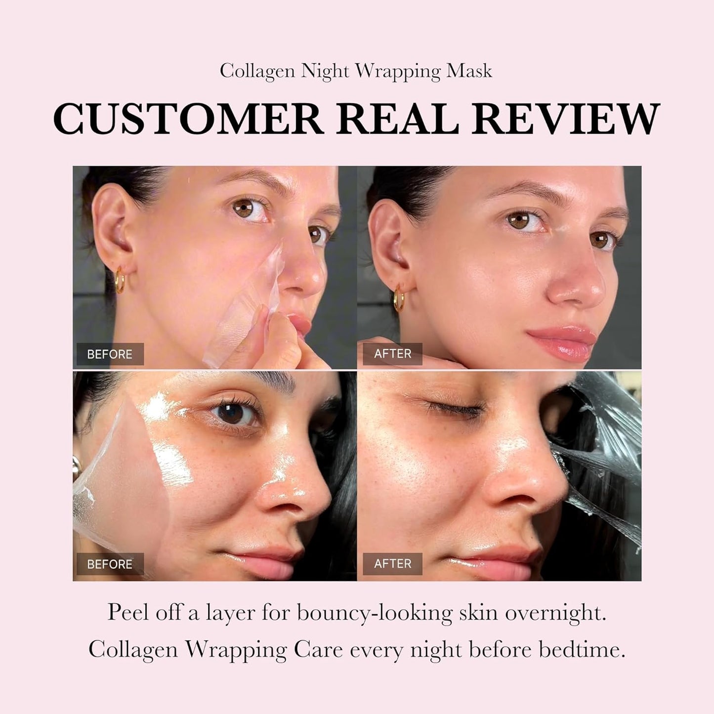 Medicube Collagen Overnight Wrapping Peel Off Facial Mask Pack - Elasticity & Hydration Care, Reduces Sagging & Dullness - Hydrolyzed Collagen For Glowing Skin - Korean Skin Care, 75ml