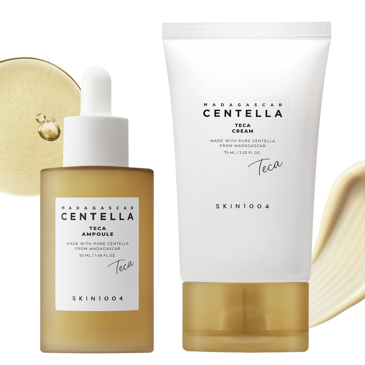 SKIN1004 Madagascar Centella TECA Ampoule & Cream Set, Hydrating Serum & Face Moisturizer with TECA & PDRN for Moisture Barrier Support and Oil & pH Balance for Blemish-Prone Skin, Korean Skin Care