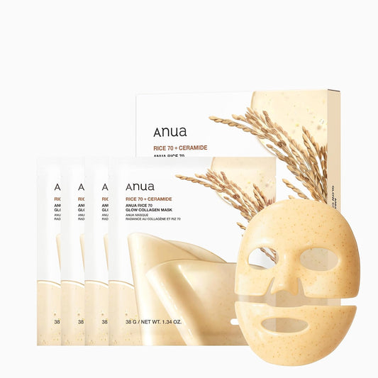 Anua Rice 70 Glow Collagen Mask (4 Sheets / 1.34 oz)