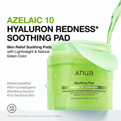 Anua Azelaic 10 Hyaluron Redness Soothing Pad 230ml (90 Pads)