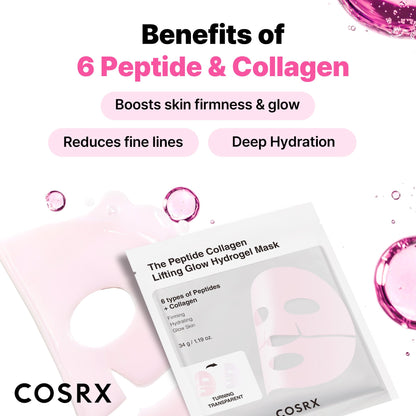 COSRX Advanced Snail Mucin Glass Glow Hydrogel Face Masks Skincare 3 EA, Collagen Face Mask, Travel Essentials, Overnight Face Mask, Korean Skin Care