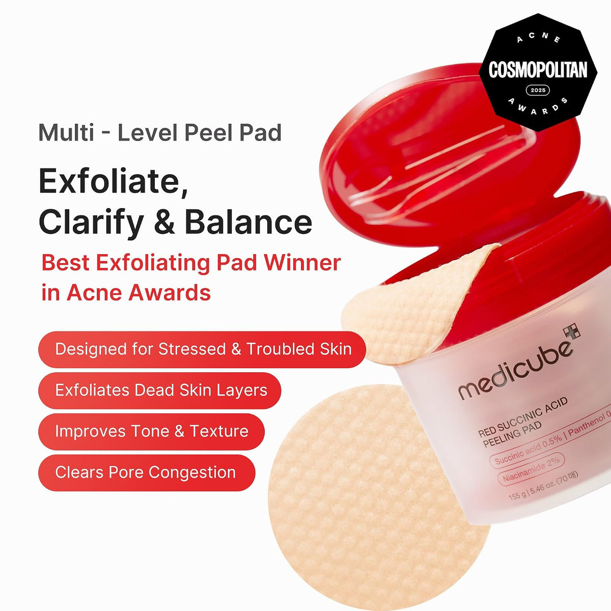Medicube Red Succinic Acid Peeling Pad (70 Pads) 155g