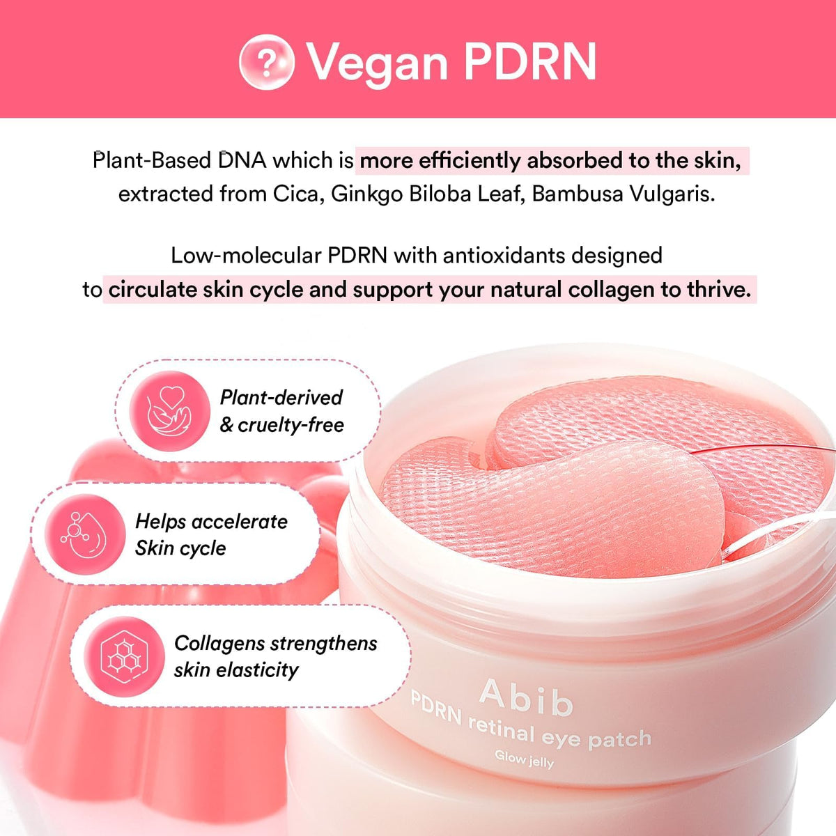Abib Vegan Collagen Eye Patches for Wrinkles & Fine Line with Jericho Rose Jelly & Peptides, 60 Counts