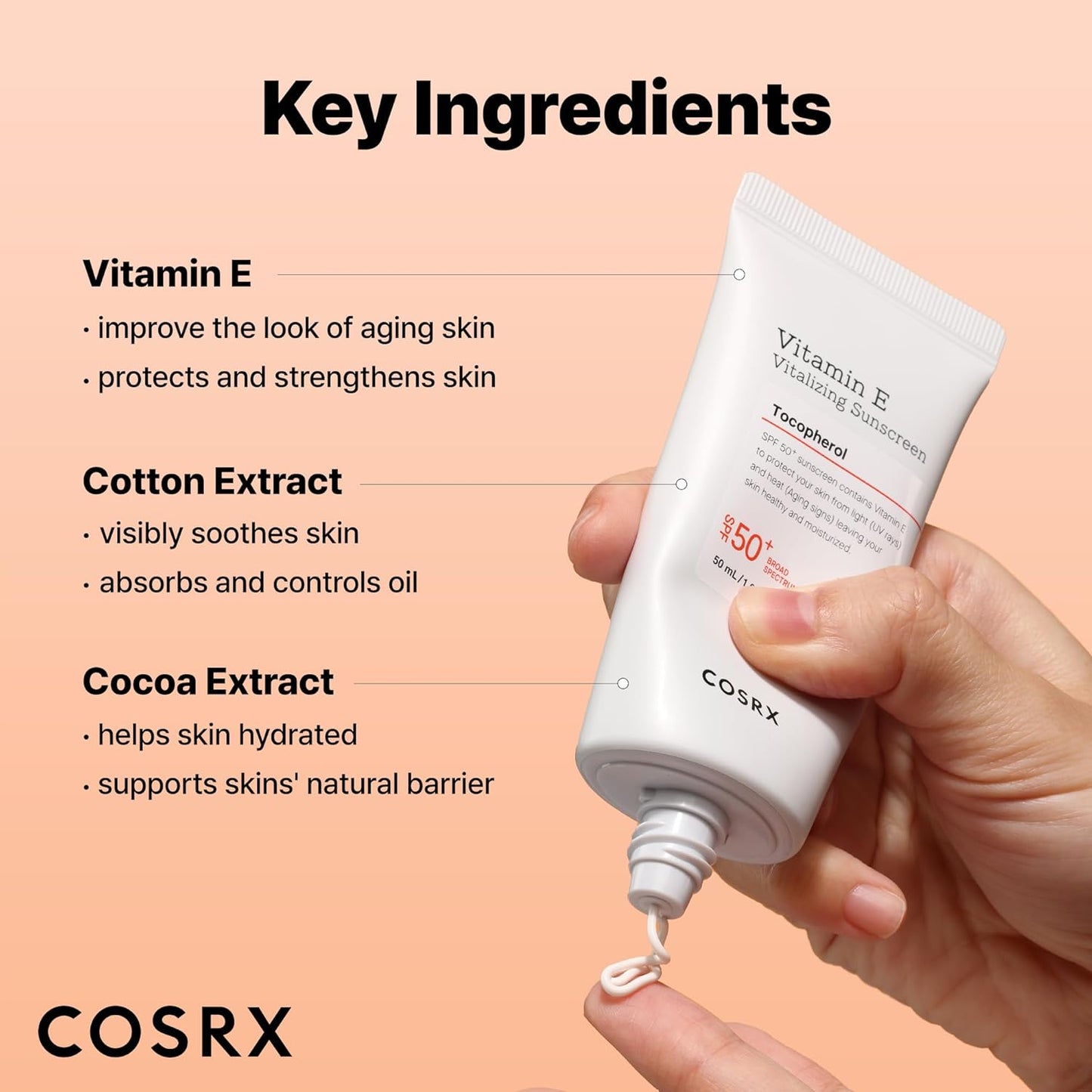 COSRX Vitamin E Vitalizing Face Sunscreen SPF 50 – 1.69 fl oz ☀️✨