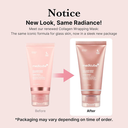 Medicube Collagen Overnight Wrapping Peel Off Facial Mask Pack - Elasticity & Hydration Care, Reduces Sagging & Dullness - Hydrolyzed Collagen For Glowing Skin - Korean Skin Care, 75ml