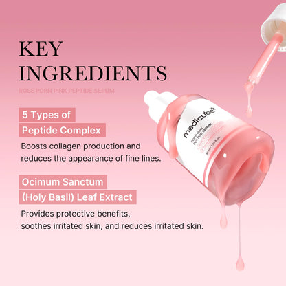 Medicube PDRN Pink Peptide Serum, Pink glow serum, Peptide, Niacinamide, Hydrating & Moisturizing & Firming, Uneven Skin Tone, Korean Skincare | 30ml, Rose PDRN (Vegan))