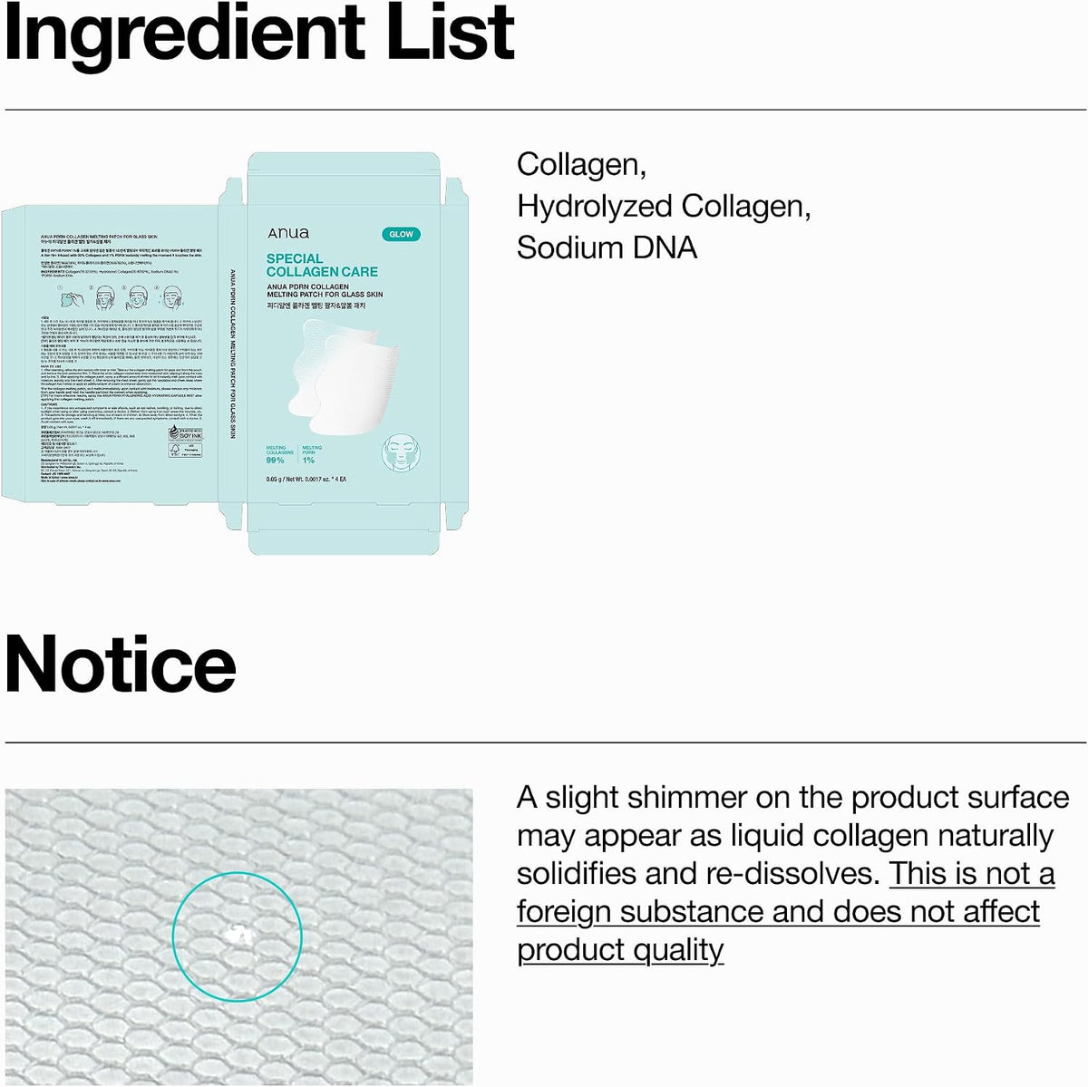 Anua PDRN Collagen Melting Patch For Glass Skin (4 Patches)