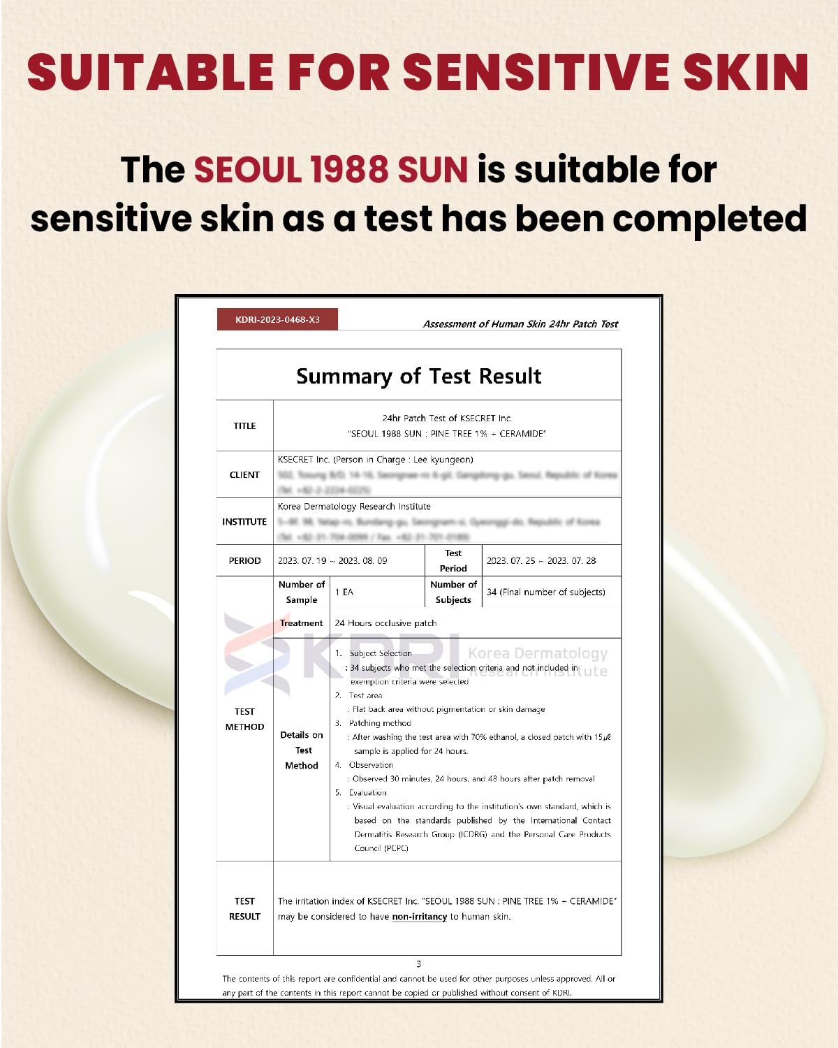 K-SECRET SEOUL 1988 Sun : Pine Tree + Ceramide (50ml / 1.69 fl.oz)