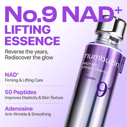 Numbuzin No.9 NAD+ Lifting & Firming DUO, 50 Peptide Serum, Anti-Aging Treatment for Wrinkles, Fine Lines, Dark Circles & Dark Spots, Gentle Retinal