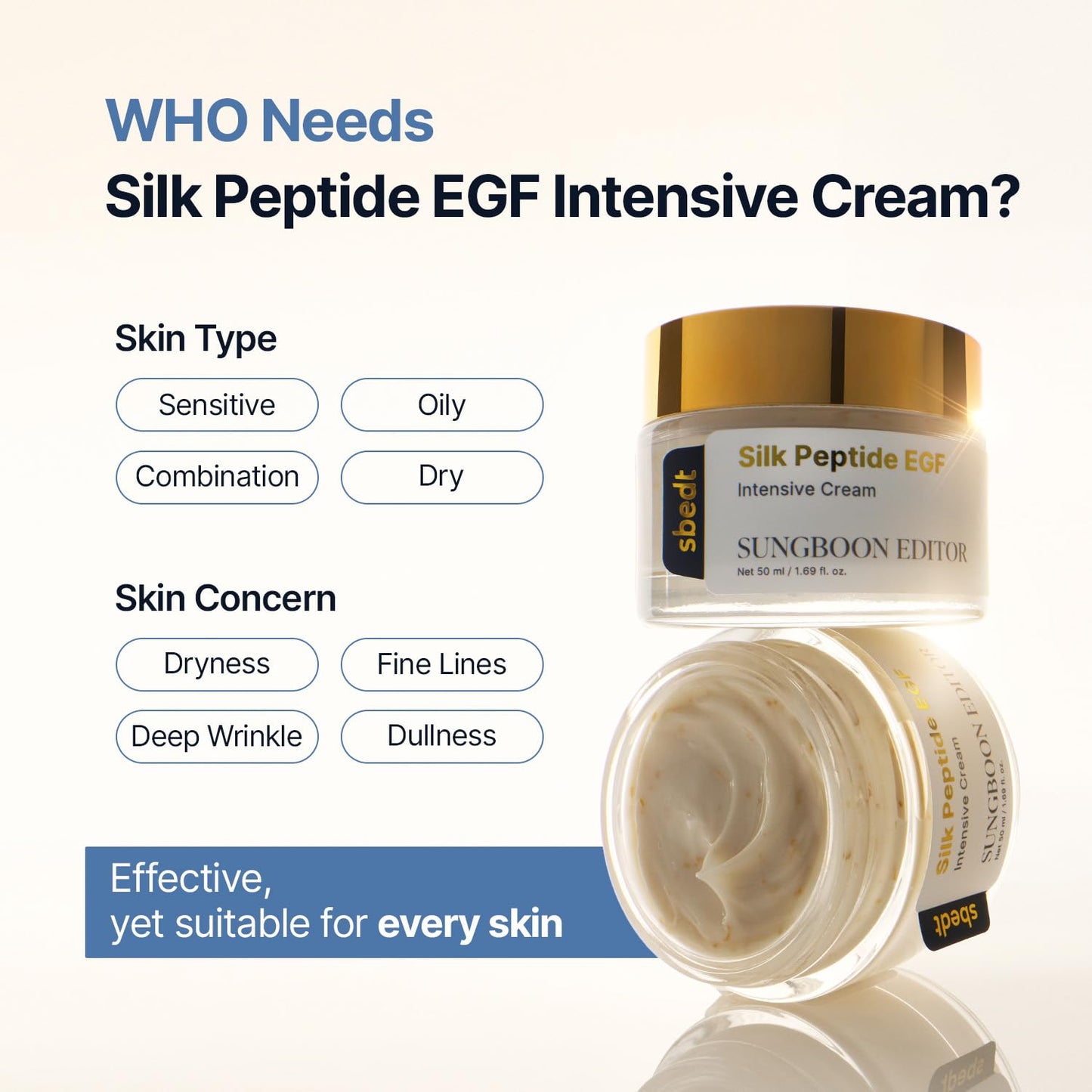 SUNGBOON EDITOR Silk Peptide EGF Intensive Cream - 50ml