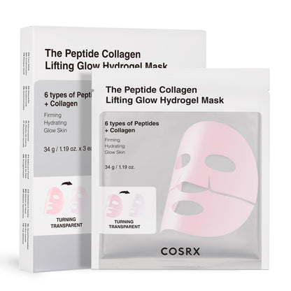 COSRX Advanced Snail Mucin Glass Glow Hydrogel Face Masks Skincare 3 EA, Collagen Face Mask, Travel Essentials, Overnight Face Mask, Korean Skin Care