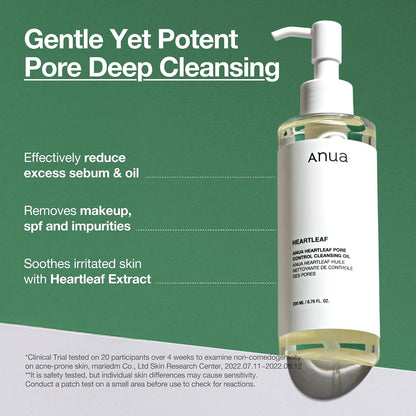 Heartleaf Pore Control Cleansing Oil by Anua for Unisex - 6.76 oz Cleanser
