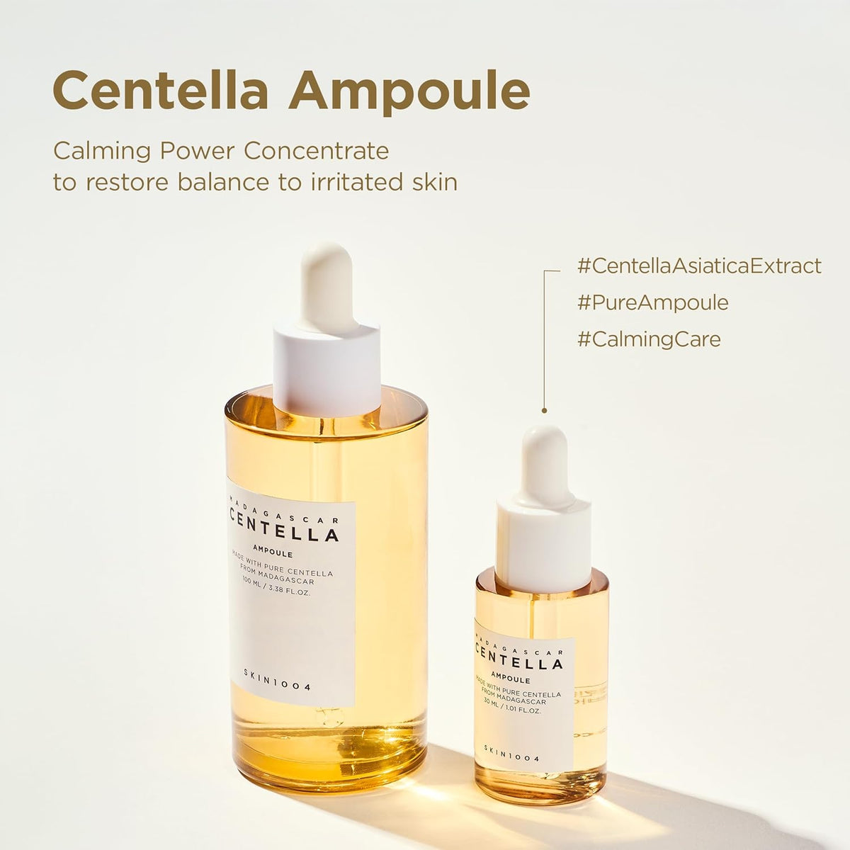 SKIN1004 Madagascar Centella Ampoule Kit, 4ea x 1.10 fl.oz, 30ml, Travel Size Face Serum Collection, Korean Skincare Set with Centella Ampoule and Hydrating Serum for Soothing Care, Korean Skin Care