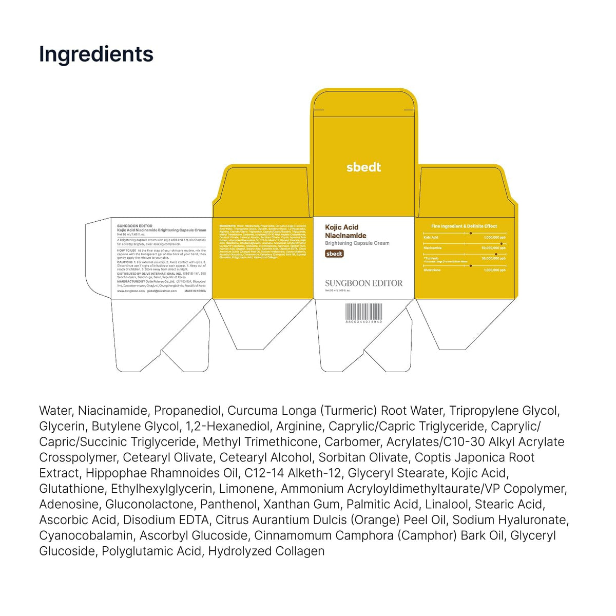 SUNGBOON EDITOR Kojic Acid Niacinamide Brightening Capsule Cream 50ml