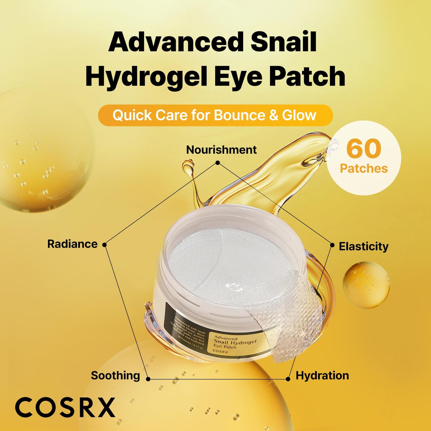 COSRX Collagen Gel Eye Patches 60pcs – PDRN / Peptide / Snail Mucin