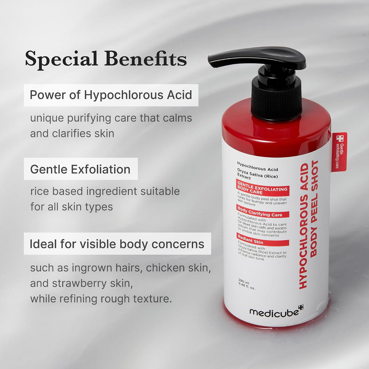 Medicube Body Peel Shot with Hypochlorous Acid, For Exfoliating & Soothing