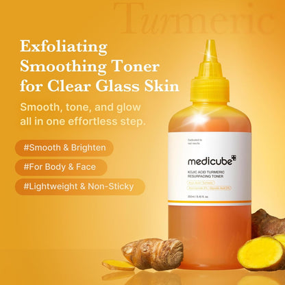 MEDICUBE Kojic Acid Turmeric Resurfacing Toner – “Glow & Renew Elixir” | 250 ml