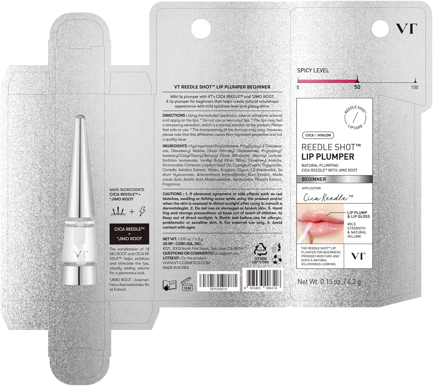 [VT COSMETICS] REEDLE SHOT LIP PLUMPER BEGINNER 0.15 oz (4.3 g)