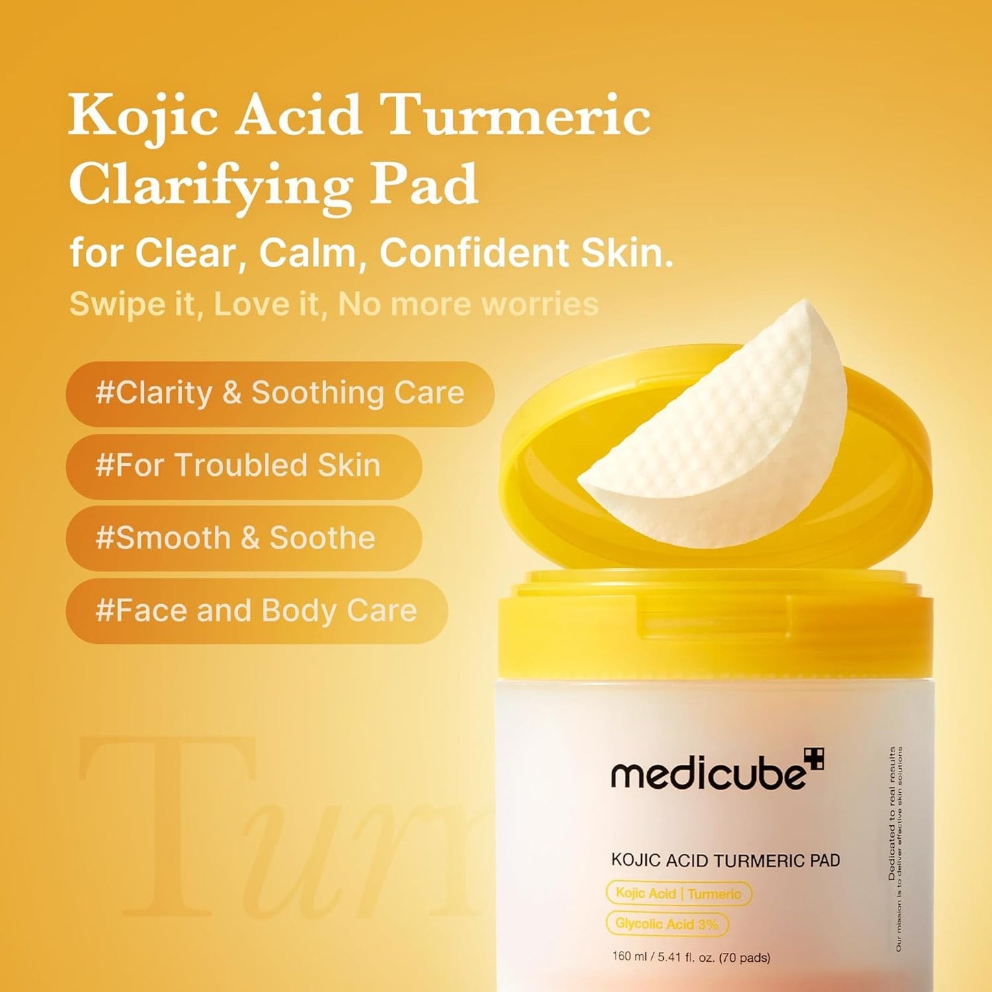 MEDICUBE Kojic Acid Turmeric Pad – Brightening & Soothing Glow-  70 Pads