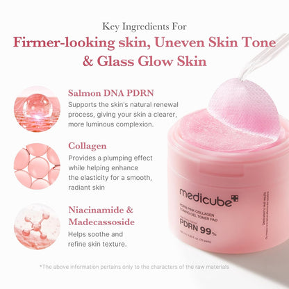 Medicube PDRN Pink Collagen Toning Gel Toner Pad - 70 pads