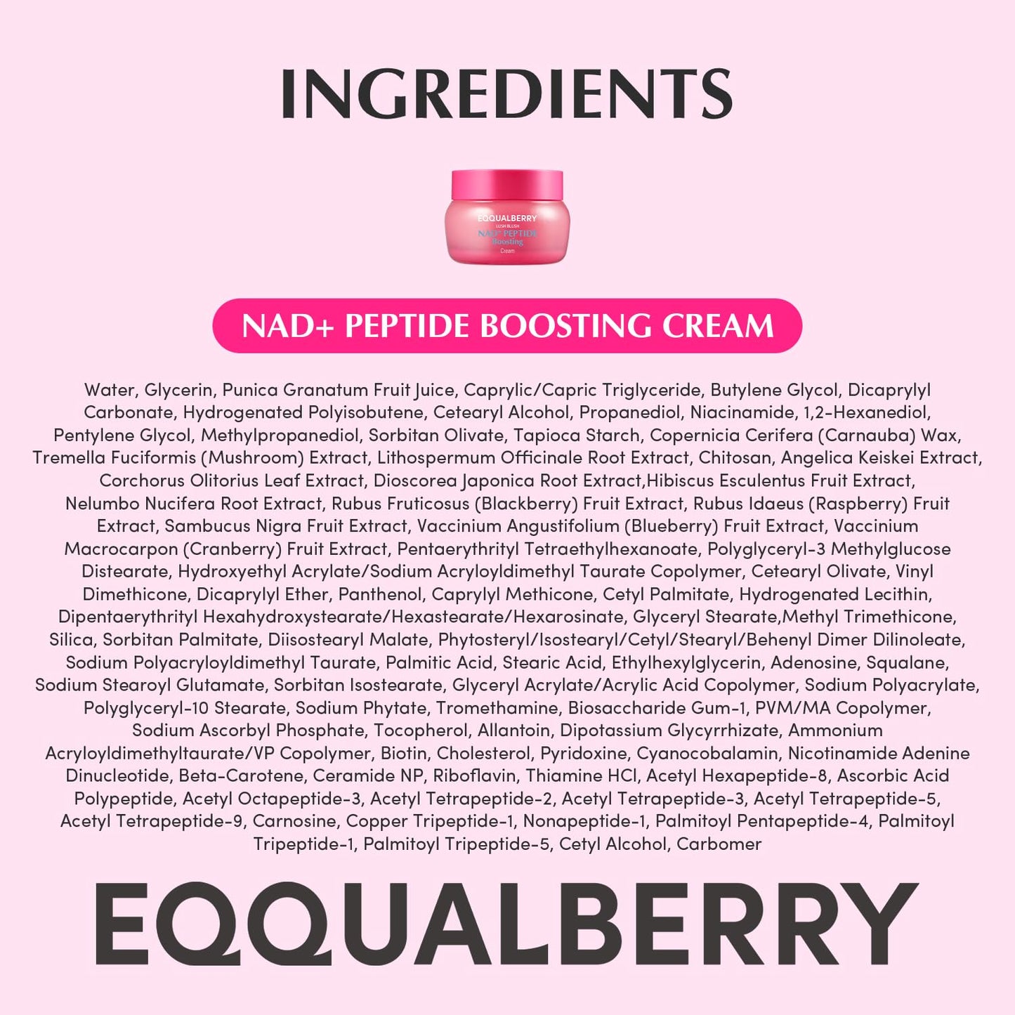 EQQUALBERRY NAD+ Peptide Boosting Cream (1.69 fl.oz / 50ml)