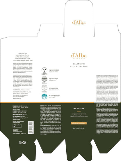 d'Alba Piedmont Italian White Truffle Mild Skin Balancing Vegan Cleanser