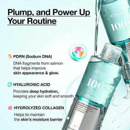 Anua PDRN 100 Hyaluronic Acid Booster Toner (250ml / 8.45 fl oz) 💧✨