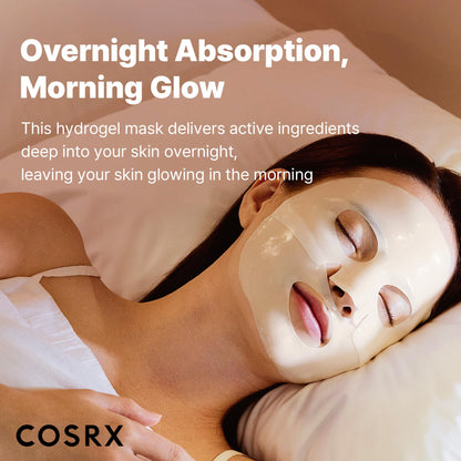 COSRX Advanced Snail Mucin Glass Glow Hydrogel Face Masks Skincare 3 EA, Collagen Face Mask, Travel Essentials, Overnight Face Mask, Korean Skin Care