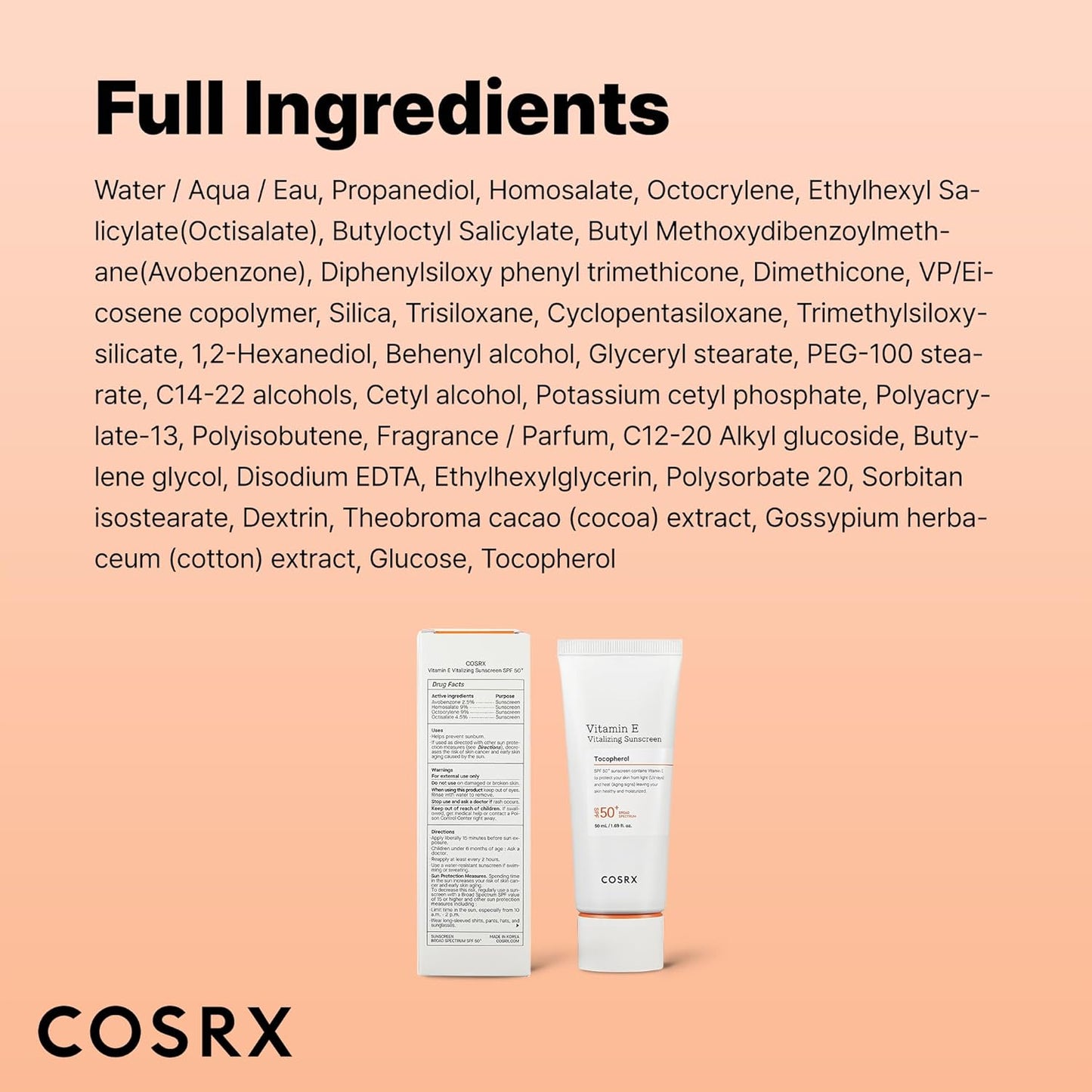 COSRX Vitamin E Vitalizing Face Sunscreen SPF 50 – 1.69 fl oz ☀️✨