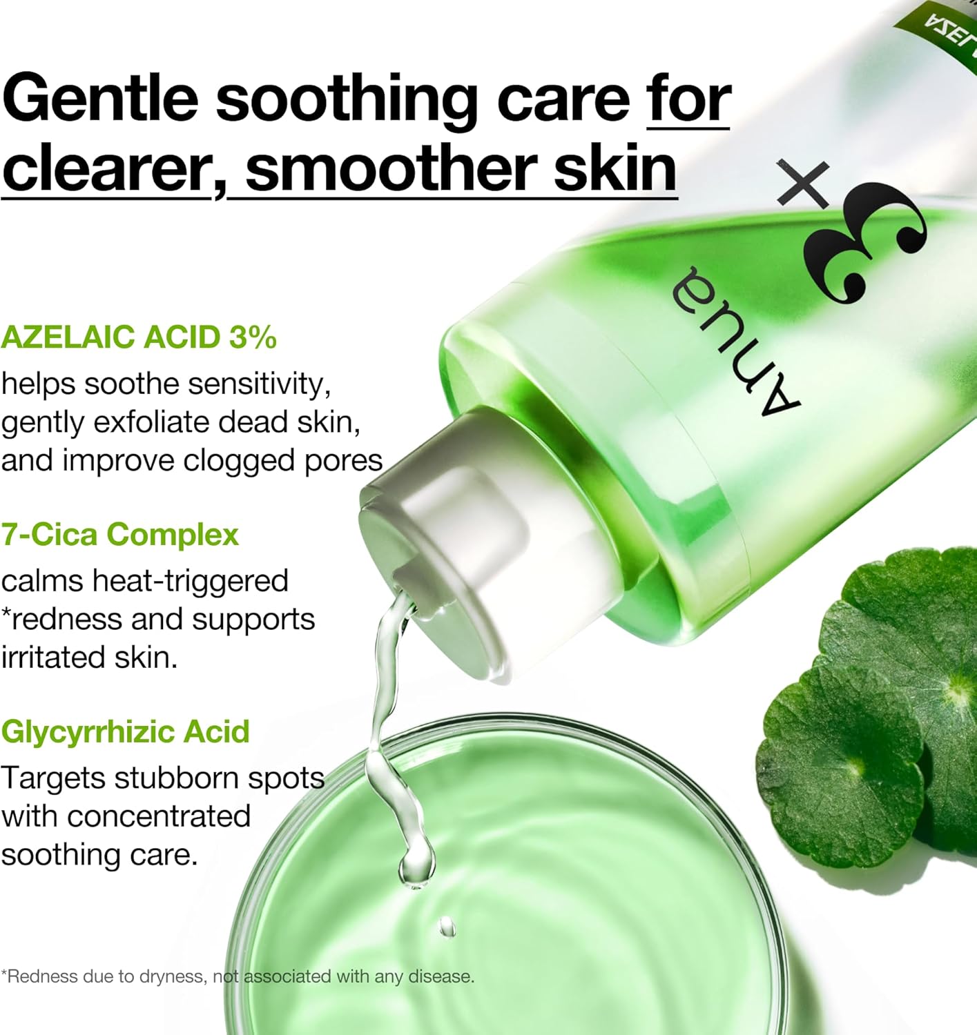 Anua Azelaic Acid 3 CICA Skin Clarifying Toner (8.45 fl oz / 250ml) 🌿✨