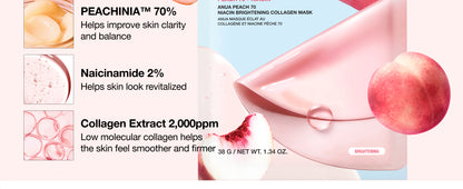 [ANUA] قناع الكولاجين المُشرق بخلاصة الخوخ 70 والنياسين (4 قطع)