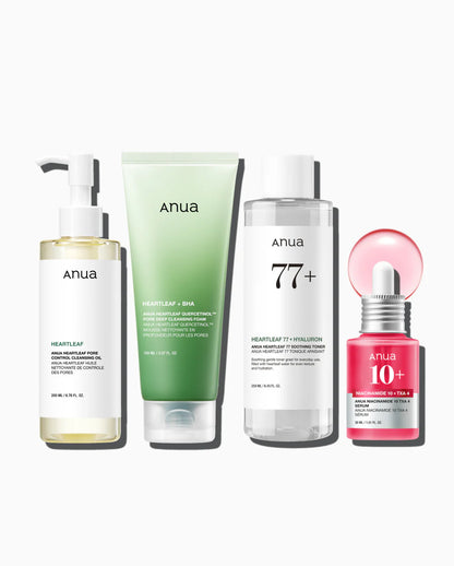 [Anua] Glass Skin Essential Set – Your 4-Step Routine to Radiant, Poreless Skin | Full-Size Kit
