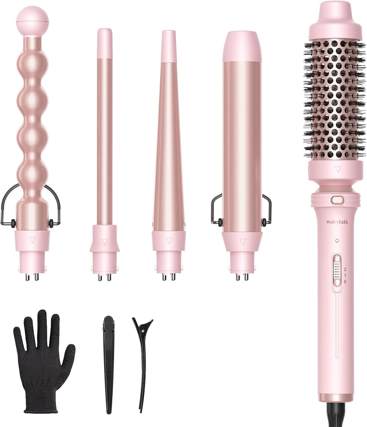 Wavytalk 5-in-1 Curling Iron & Curling Wand Set – Pink