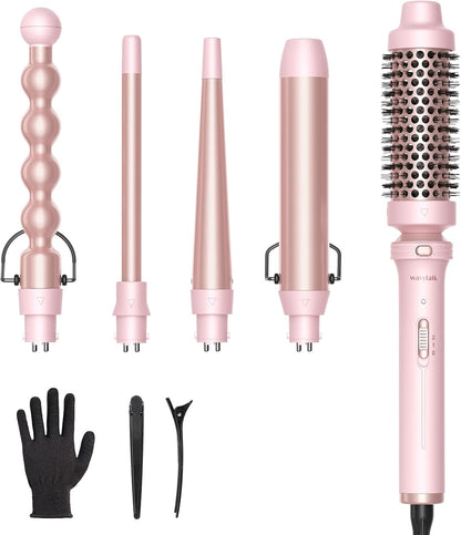 Wavytalk 5-in-1 Curling Iron & Curling Wand Set – Pink