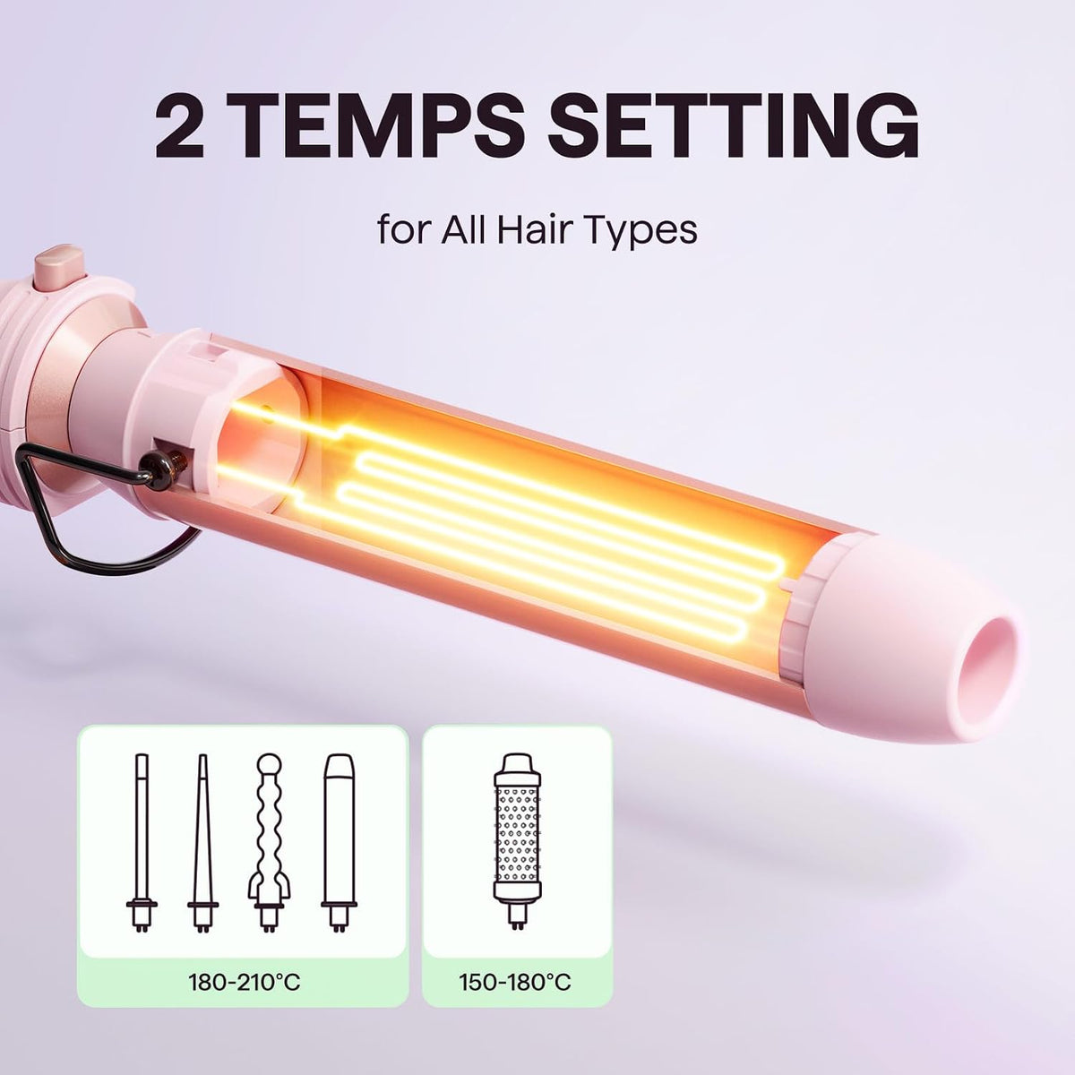 Wavytalk 5-in-1 Curling Iron & Curling Wand Set – Pink