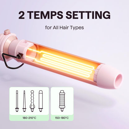 Wavytalk 5-in-1 Curling Iron & Curling Wand Set – Pink