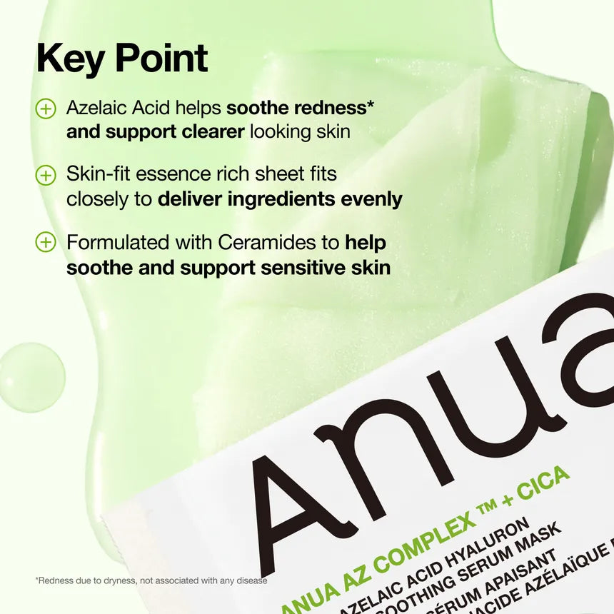 Anua Azelaic Acid Hyaluron Redness Soothing Serum Mask (23ml × 1 Sheet)