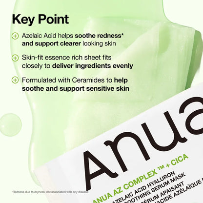 Anua Azelaic Acid Hyaluron Redness Soothing Serum Mask (23ml × 1 Sheet)