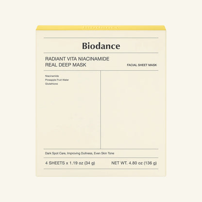 [BIODANCE] Yellow Radiant Vita Niacinamide Real Deep Mask - 4ea/8ea/12ea/16ea