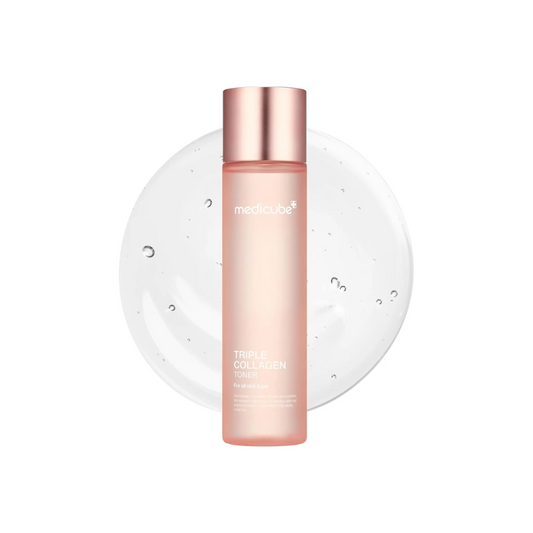 Medicube Triple Collagen Toner - Hydrolyzed, Atelo, & Soluble Collagen for Deep Hydration & Plump Skin - Fast-Absorbing Formula for All-Day Suppleness, Korean Skincare 140ml