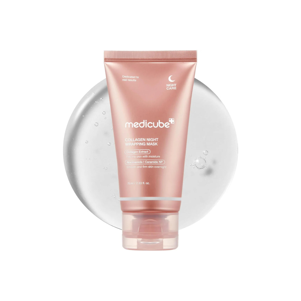 Medicube Collagen Overnight Wrapping Peel Off Facial Mask Pack - Elasticity & Hydration Care, Reduces Sagging & Dullness - Hydrolyzed Collagen For Glowing Skin - Korean Skin Care, 75ml