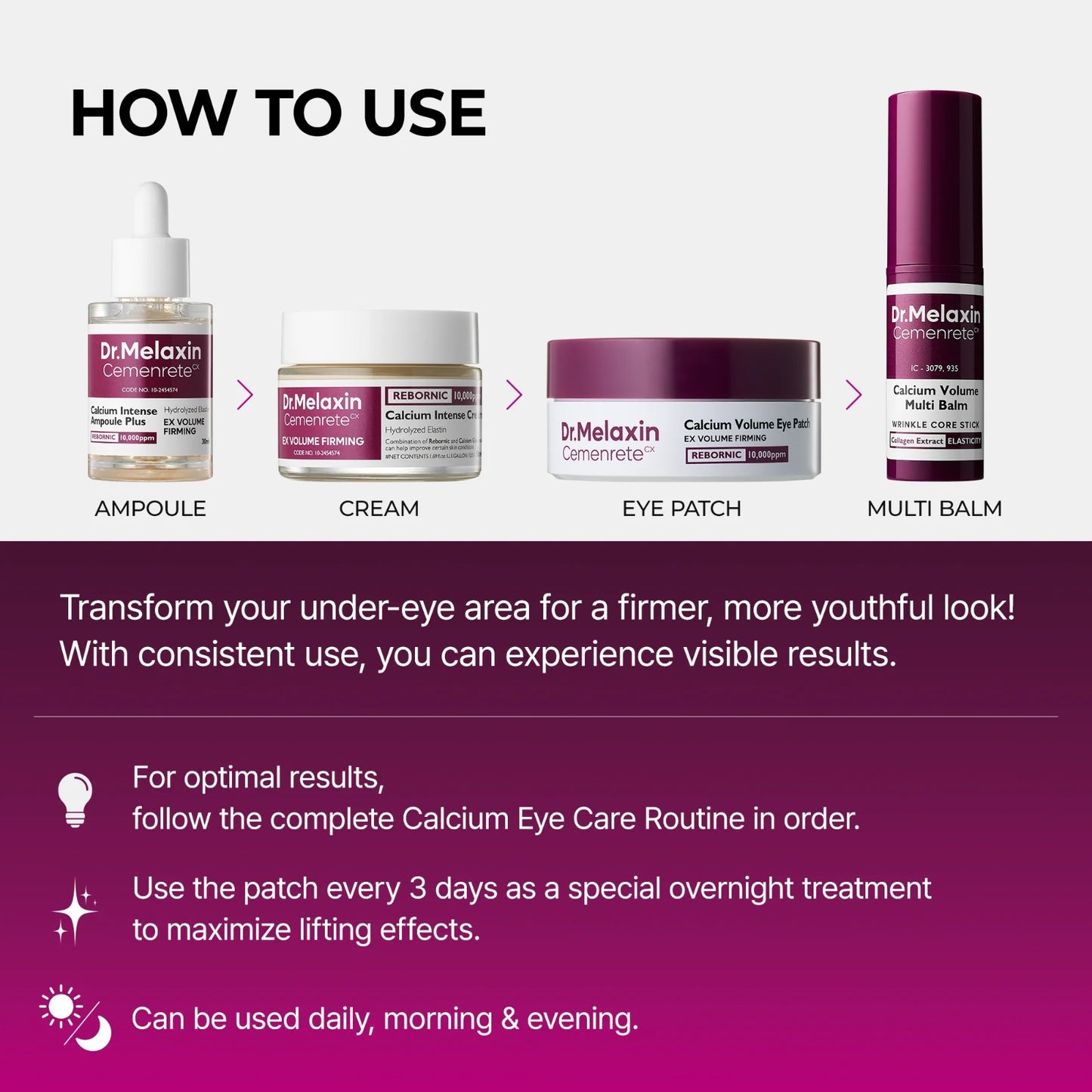 Dr. Melaxin Cemenrete Calcium Eyecare Routine