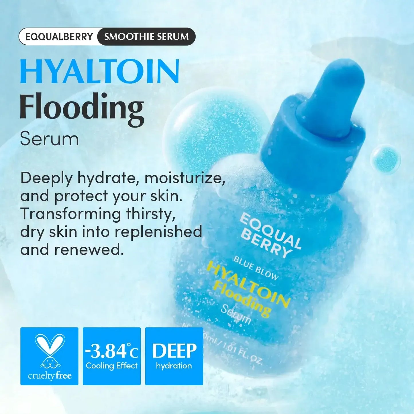 EQQUALBERRY Hyaltoin Flooding Serum – Cool Hydration & Barrier Shield -30 ml