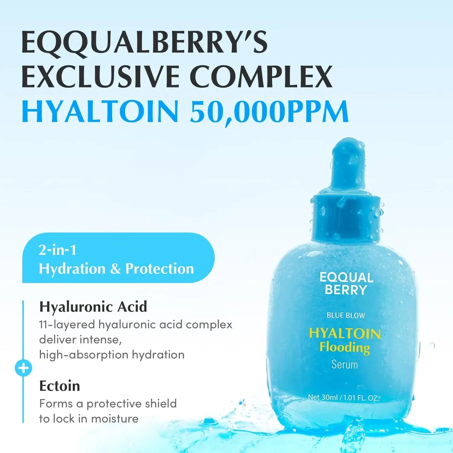 EQQUALBERRY Hyaltoin Flooding Serum – Cool Hydration & Barrier Shield -30 ml