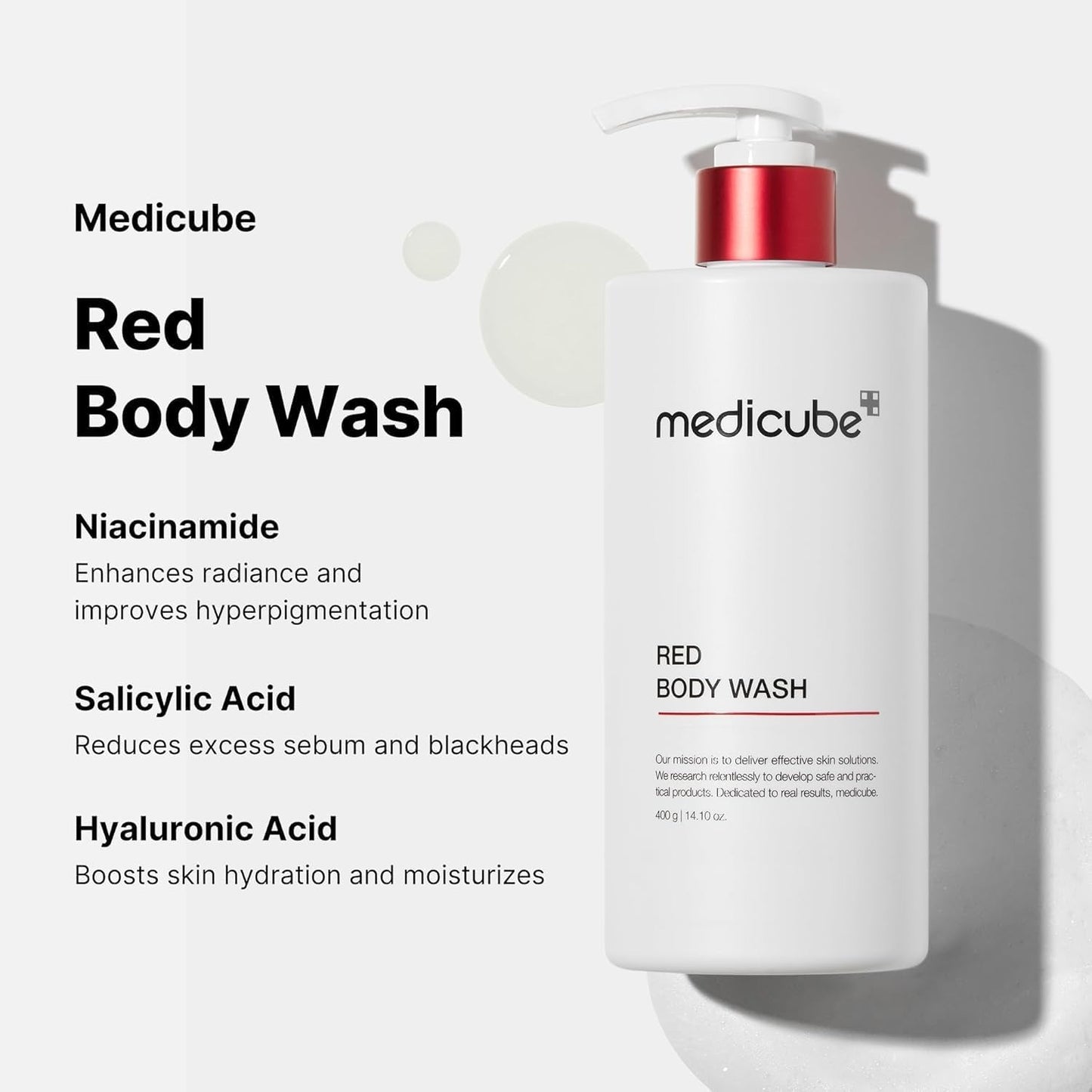 MEDICUBE Red Acne Body Wash 2.0 – Clarify & Calm Body Cleanse - 400 g