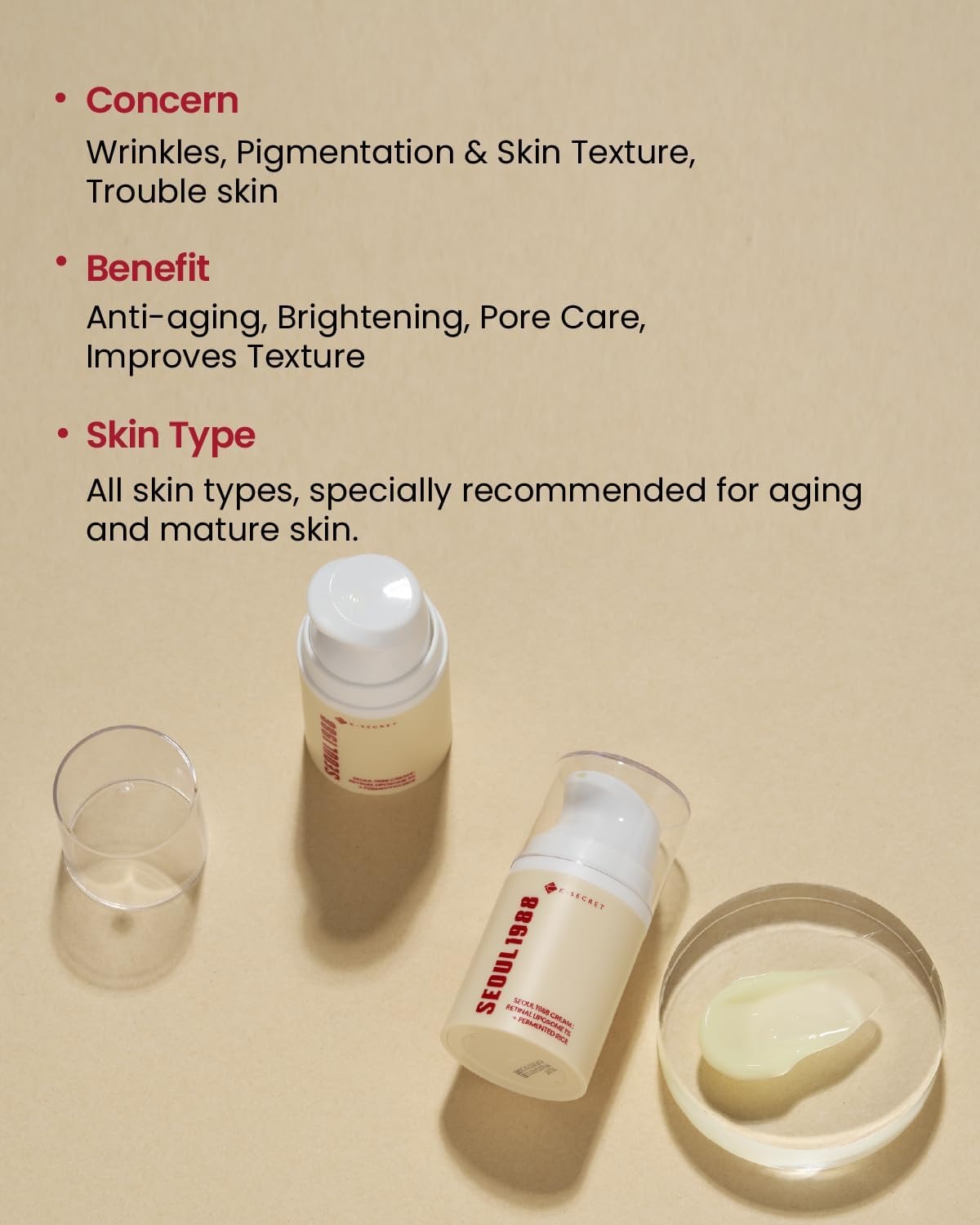 K-SECRET Seoul 1988 Retinal Liposome 1% + Fermented Rice Extract Face Cream | 50ml