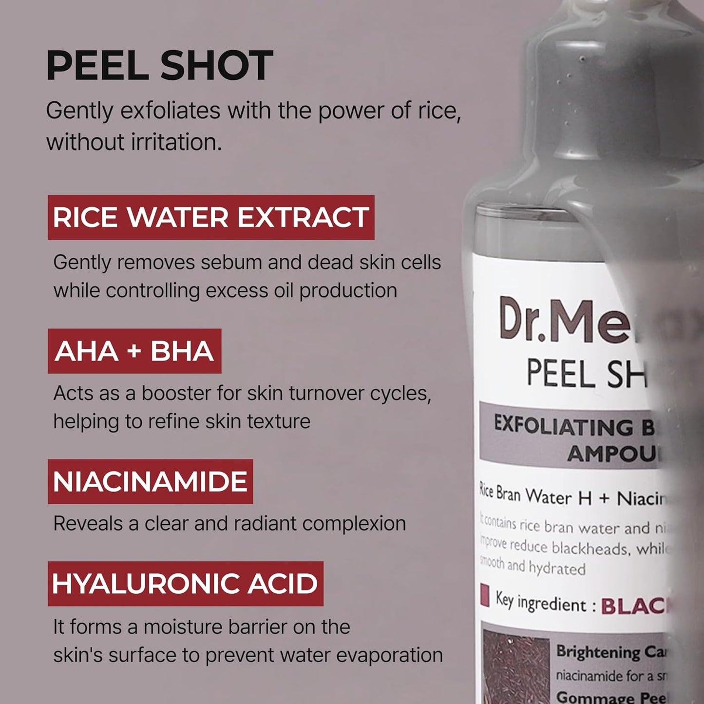 Dr. Melaxin Peel Shot Glow Black Rice Peeling Ampoule - 80 ml