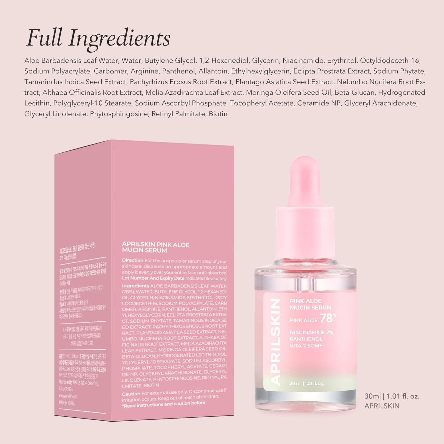 APRILSKIN Pink Aloe Mucin Serum – Hydrating & Soothing Glow Booster | 30ml
